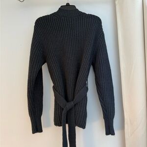 Zara Black Knit Cardigan with Tie Back